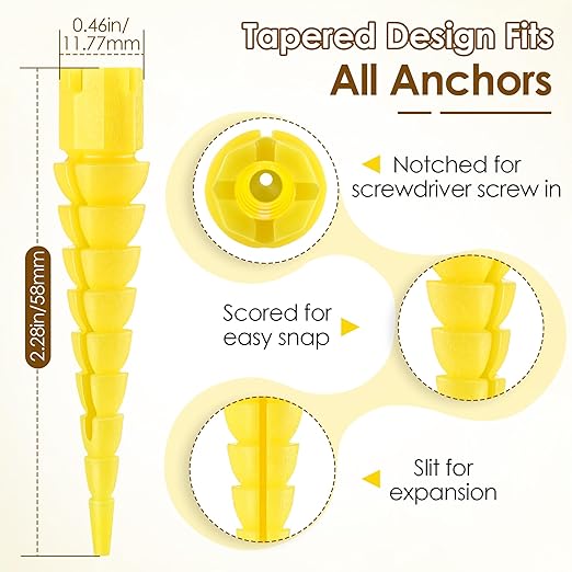 15 Pcs Wood Anchor, Stripped Screw Hole Repair Kit for Wood, Wall, Door, Wall Anchor, Fixing Stripped Screw Holes, Fits Wood Screws Sizes #2 to #16, Screw Holes from Stripped to Gripped