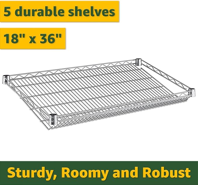 18" x 36" x 74" Garage Tool Storage Rack with 15 Plastic Bins - Heavy-Duty Commercial Metal Wire Utility Shelf, Green