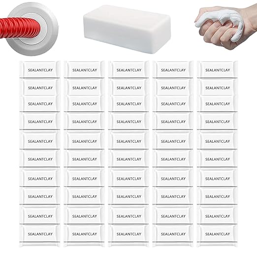 Pack of 50 White Seal Putty Waterproof Duct Seal Repair Sealing Clay, Quick Mending Mud for Drain Connection, Wall Hole, Air Conditioning Hole