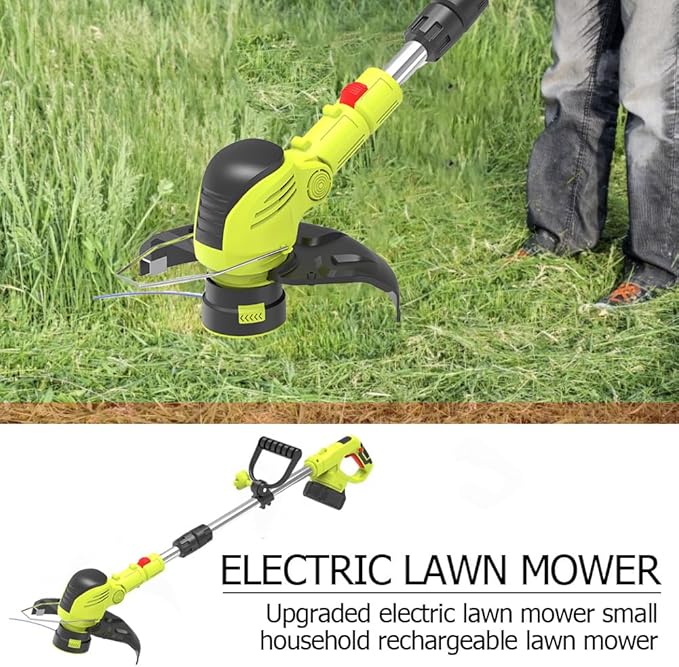 String Trimmers 21V 8-inch Cordless Weed Trimmer with Auto Line Feed, 2 X 2.0Ah Battery Powered Grass Cutter Lawn Edger Fast Charger Included