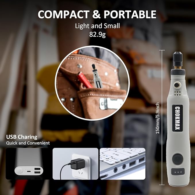 Cordless Rotary Tool, 3.7V Li-ion Mini Rotary Multi-Tool Kit with Variable Speed, 42pcs Accessories Kit Electric Rotary DIY Grinder for Polishing, Cleaning and Engraving