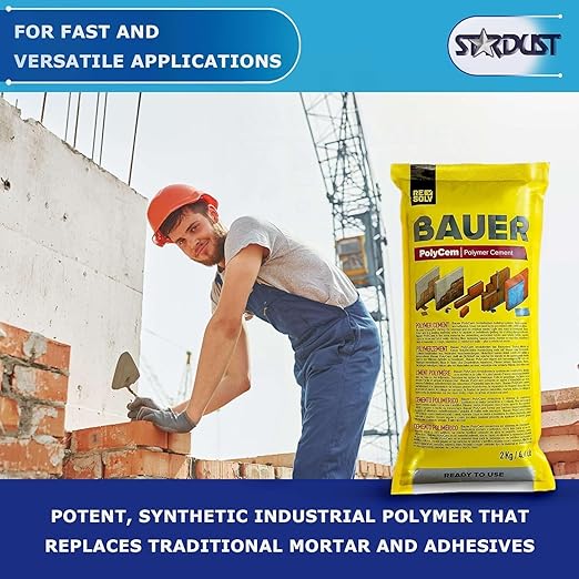 Bauer Instant Polymer Cement, Ready-to-Use Alternative to Mortar & Adhesives - Versatile for Concrete Crack Repair, Stone Tile Crack Repair & Brick Repair, Convenient, Durable & Easy to Store - 4kg