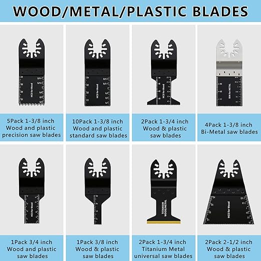 94 Pack Oscillating Saw Blades, Wood Metal Cutting Multitool Bi-Metal Blades Quick Release Tool Blades Kits Fit for Dewalt, Makita, Ryobi, Rockwell