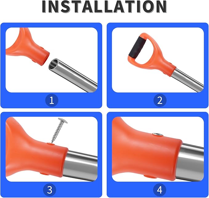 ID 1.26" Orange Shovel D Curved Grip Handle,PVC Shovel D Curved Grip Handle,Plastic Spade Replacement Snow Removal Garden Accessorie Backyard Digging,7.68×5.12-in(H*T)