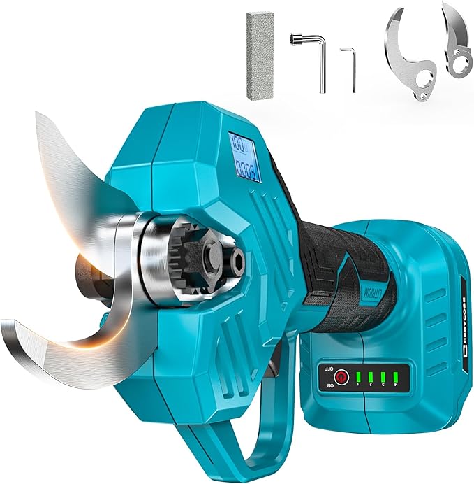 Cordless Electric Pruning Shears Compatible with Makita 18V Battery, Portable Pole Pruner with LCD Display & Imported SK7 Steel Blades,1.5-2-Inch Cutting Diameter for Gardening Shears
