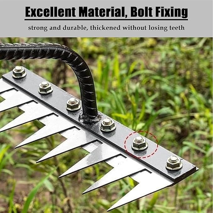Iron Rake 2.0, Upgraded Iron Weeding Rakes 2.0, Iron Rake for Gardening and Weeding, Multifunctional Heavy-Duty Iron Rakes Gardening Hand Weeder Tools, Durable & Lightweight (8 Teeth)