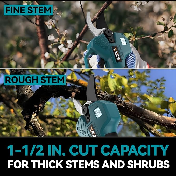 Brushless Electric Pruning Shears for Makta 18V Battery, Portable Cordless Pruning Shears with LCD Display&SK5 Blades, Adjustable Cutting Diameter 0.8-1.2 Inch for Gardening Tree Pruning(NO Battery)