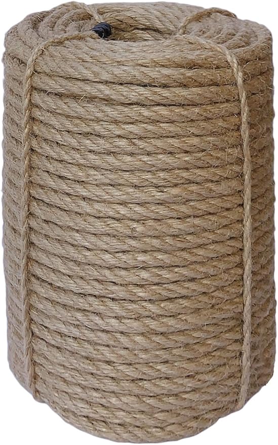 8mm Jute Rope, 164 Feet Braided Heavy Duty Twine, Thick Jute Twine Rope for Cat Scratch Post, Craft,DIY Artwork, Bundling, Home Decor, Gardening Applications (8MM 164FT)
