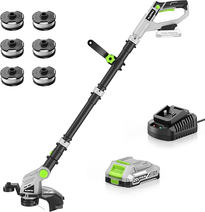Weed Wacker Cordless 21V 12'' Electric Weed Eater Battery Powered with Grass Trimmer & Edger Lawn Tool, Auto Line Feed String Trimmer for Yard, Garden (AD-ST-001.1)