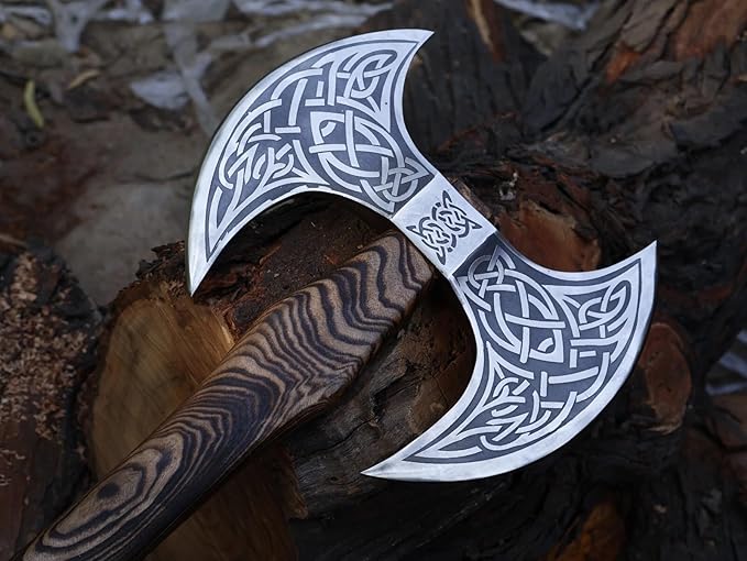 24” Viking Double Handed Axe, Large Norse Axe, Scandinavian Style Hatchet Double Headed ax, Viking ax, History of Norse Mythology self Defense Prop Tools