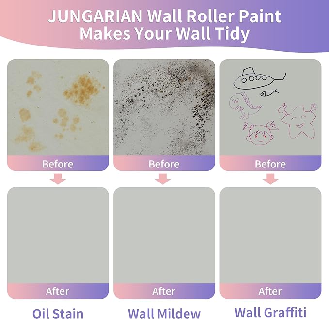 Wall Paint Kit - 2X Concentrated Formula Wall Repair Roller Superior Coverage & No Dripping - Water-Based Touch Up Paint Roller Kit for Remove Graffiti, Stains, Yellowing - 100g, Light Grey