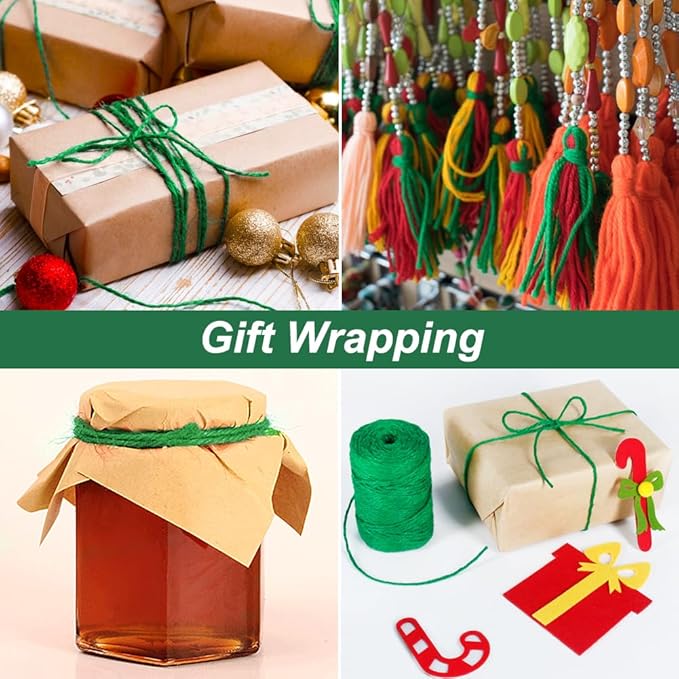 Garden Twine, Green Plant Twine 328 Feet 3mm Thick 3Ply Heavy Duty Jute String for Gardening, DIY Crafts Wrapping