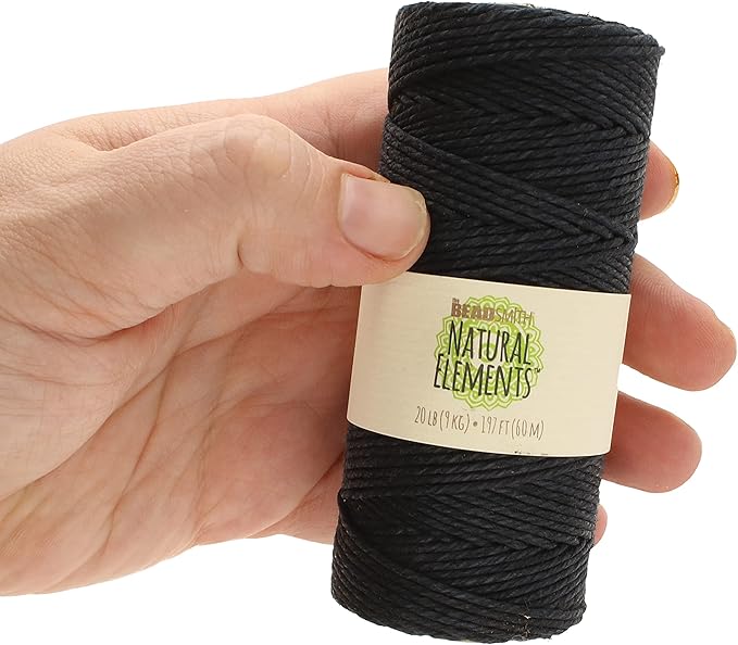 The Beadsmith 100% Hemp Cord – Black Color – 2mm, 197 Foot Spool, 20LB Test Strength – Twine for Jewelry Making, Macrame, Paper Crafts, Gardening, Scrapbooking, Home Décor, DIY String Art & More