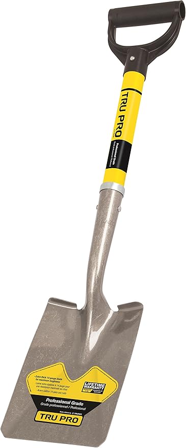 Truper 31206 Tru Pro Short D-Handle Square Point Shovel, 19-Inch Fiberglass, 20-Inch