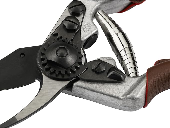 FELCO 6 ELITE Pruning Shears – 7.7" Swiss-Made Garden Clippers with Leather-Wrapped Handle for Medium Right Hands | Hand Pruners for Gardening | Garden Tool Cutter with Bypass Blade, Aluminum Body
