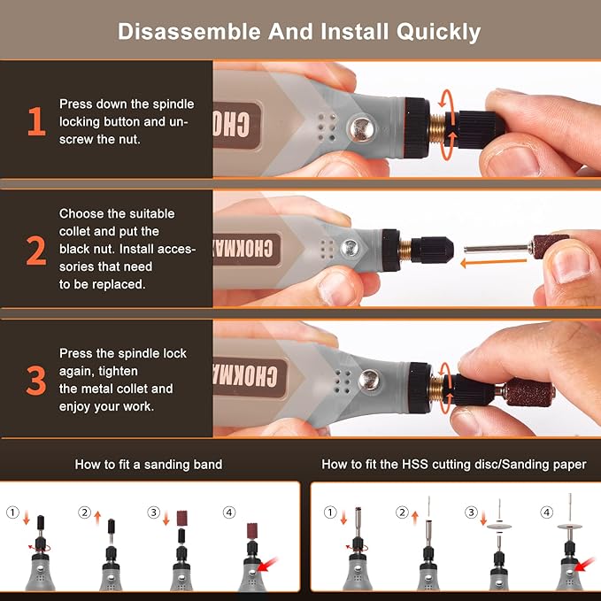 Mini Cordless Rotary Tool, 5-Speed Grinder Kit with 72 Accessories and Front LED Light, Type-C Charging Art Craft Tool for Engraving, Sanding, Polishing, Drilling, Grinding Gray