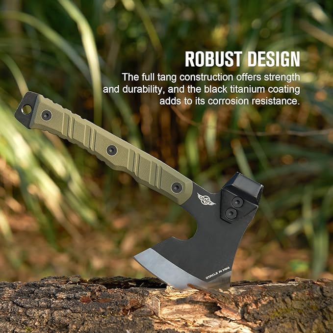 OKNIFE Otacle A1 Mini Multifunctional Hatchet, Rugged, Full Tang, 2-in-1 Hatchet, Comfortable, Non-Slip Grip with Durable Kydex Sheath