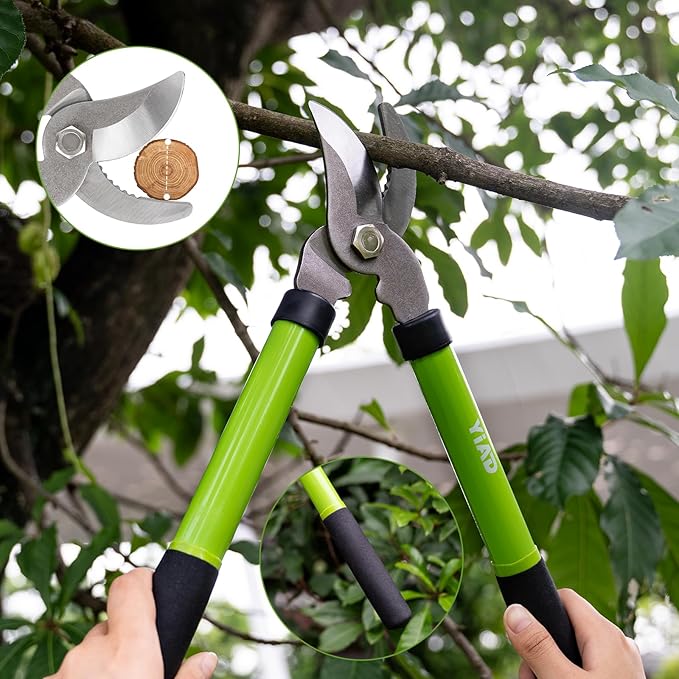 Loppers for Tree Trimmer 15" Branch Cutter Bypass Tree Clippers Rust-Resistant Blade,Tree Loppers Up to 1.5" Diameter Cut Capacity,Pruning Shears with Shock-Absorbing Handle,Gardening Pruners Tools