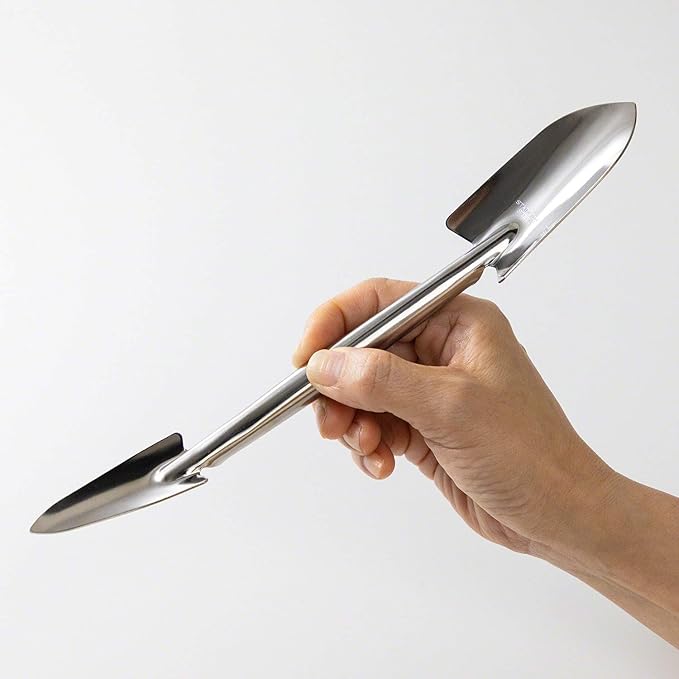 Hanafubuki Curved Bonsai Soil Scoop 10inch(255mm), Made in Japan, Japanese Garden Tools, Mini Hand Shovel, Stainless Steel - 10inch(255mm)