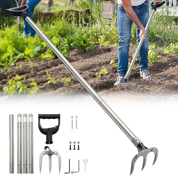 Professional Garden Hoe 77 Inch Long with Adjustable Long Handle - Heavy Duty Weeding & Cultivating Tool for Gardening, Lawn, and Yard Work