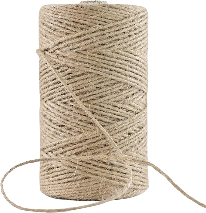 Natural Jute Twine 328 Feet Long String for Crafts Gift Wrapping Christmas Handmade Arts Decoration Packing String Home Decor (3mm * 328feet)