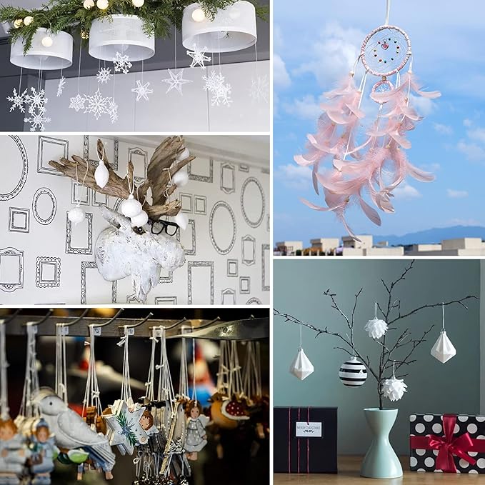 Anvin 984 Feet Cotton Twine Natural Jute Packing String - White for Bakers, Wrapping, Butchers, Baking, Arts and Crafts, Gardening (Pack of 3, 10 Ply 2mm Thick)