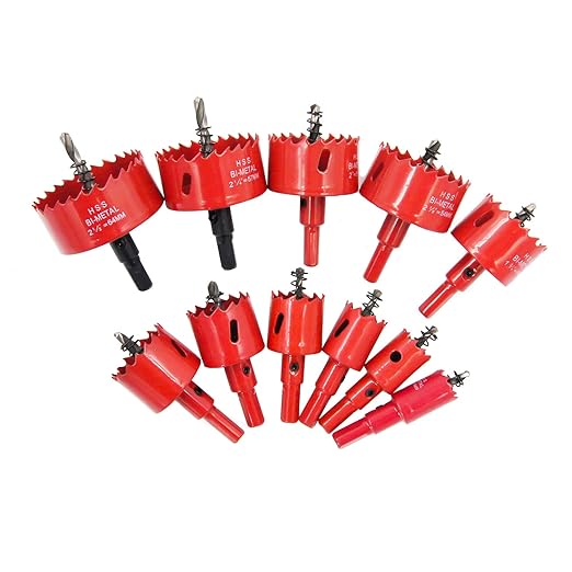 Hole Saw Kit, 11 Pcs 3/4" to 2-1/2" General Purpose Hole Saw Drill Bits, HSS Hole Cutter with Arbor for Wood, Plastic, Drywall,Size(19,22,25,28,35,38,44,51,54,57,64)