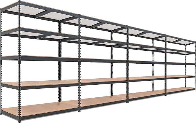 HOMEDANT 5 Tier Laminated Boltless Heavy Duty Garage Storage Adjustable Wide Size Metal Shelving Unit Utility Rack Shelves Organization Multipurpose Shelf Shed Warehouse 47.7"W x 24.1"D x 71.3"H 4Pack