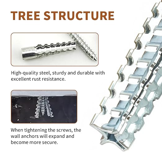 70 Packs Heavy Duty Hollow Wall Anchors with Screws, Loose Hinge and Stripped Hole Repair Kits (6x32mm,Silver)