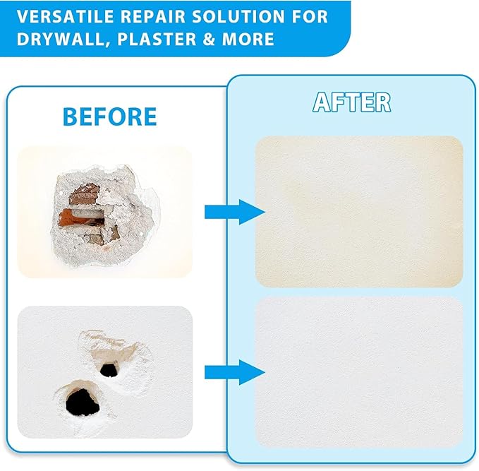 4-Pack 10x10 Inch Drywall Repair Patch Kit, Self-Adhesive Mesh with Aluminum Panels, Heavy-Duty Wall and Ceiling Hole Patch for Large Repairs