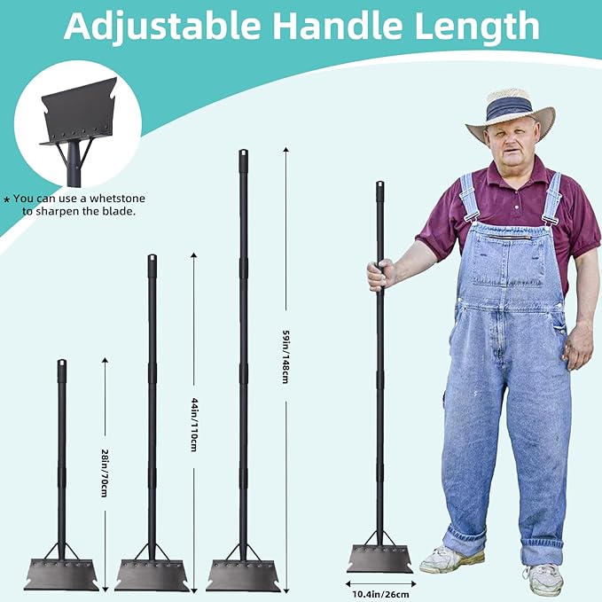 Garden Cleaning Shovel 59 Inch with Adjustable Handle, Multifunctional Cleaning Shovel Garden Tool Floor Scraper Outdoor Spade for Scraping, Weeding, Lawn Edging