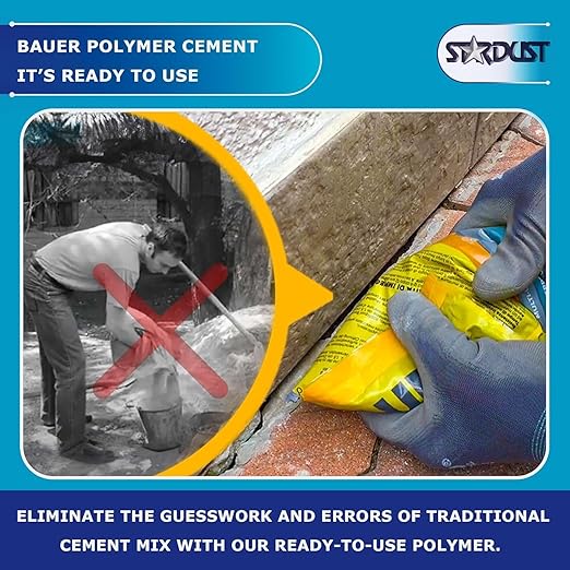 Bauer Instant Polymer Cement, Ready-to-Use Alternative to Mortar & Adhesives - Versatile for Concrete Crack Repair, Stone Tile Crack Repair & Brick Repair, Convenient, Durable & Easy to Store - 4kg