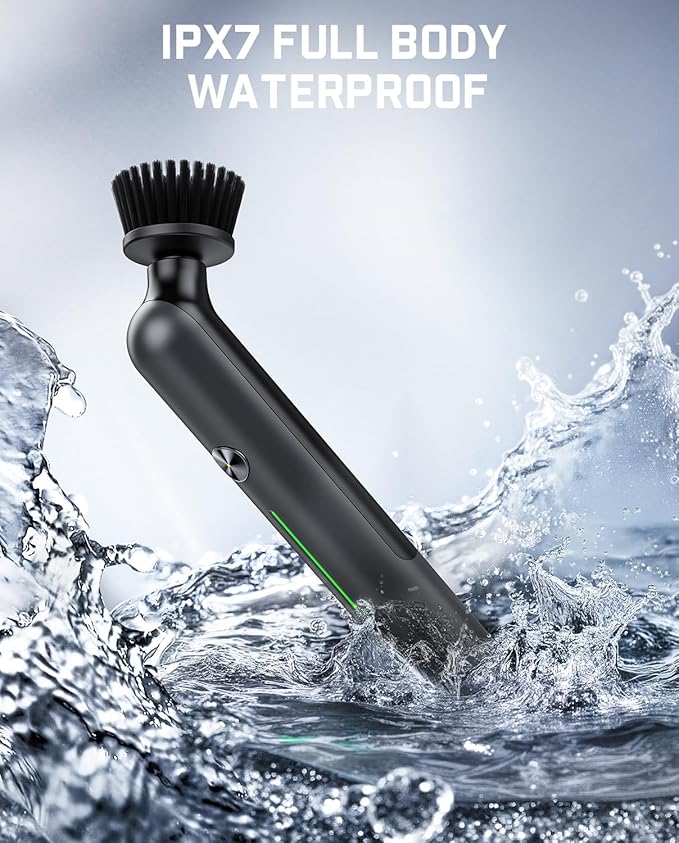 Fanttik G9 Nano Cordless Spin Scrubber with NeoPulse Motor, IPX7 Waterproof Grout Brush, 8 Replaceable Heads & LED Display for Cleaning Bathroom, Tile, Corners - Black