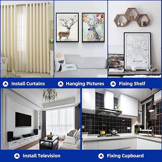 260 PCS Self Drilling Drywall Anchors, 3 Sizes Nylon Plastic Wall Anchors with Screws for Drywall, No Pre Drill Hole Preparation Required, 10x35mm, 13x42mm, 15x32mm