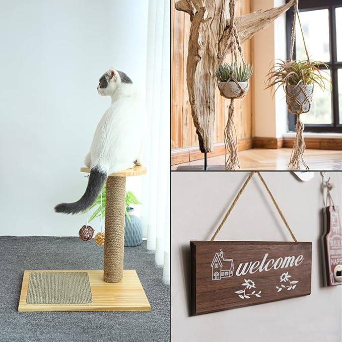 Tenn Well 5mm Jute Rope, 164 Feet 4Ply Twisted Thick Twine Rope for Gardening, Crafting, Recycling, Cat Scratching Post, Farmhouse Decor, Macrame Projects