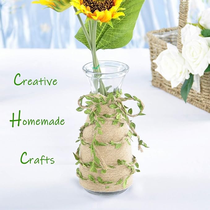 Naidiler 32 Ft Burlap Leaf Ribbon Twine for Crafts for Safari, Jungle, Fairy Party, Woodland Baby Shower, Enchanted Forest Decorations Vines Decor