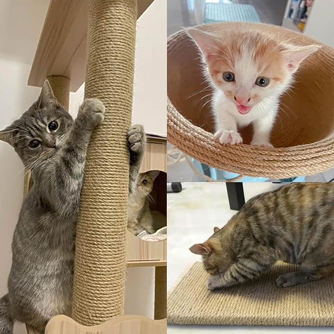 4mm Jute Twine, 164 Feet Braided Jute Rope, Heavy Duty and Thick Twine Rope for DIY Artwork, Bundling, Home Decor, Gardening Applications (4MM 164FT)