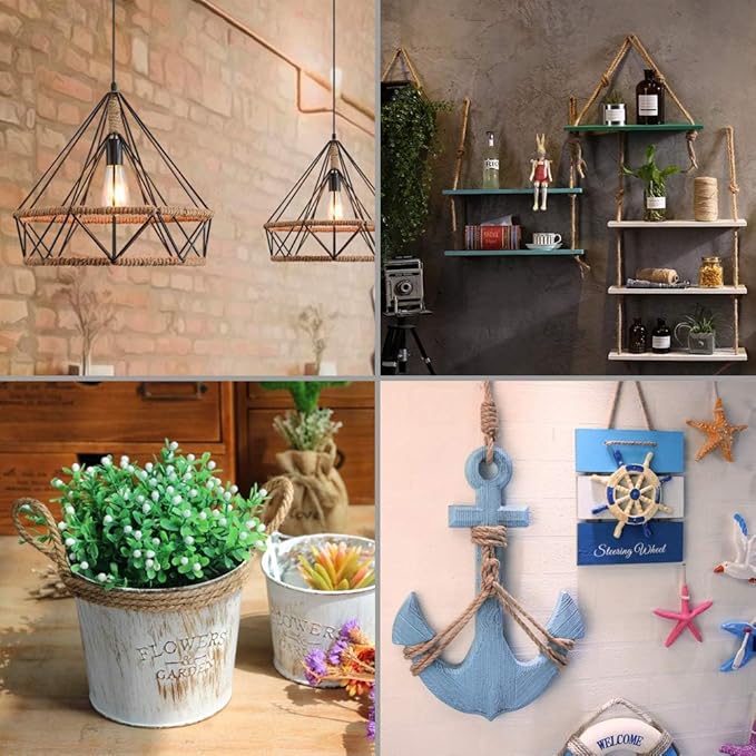 Tenn Well 6mm Jute Rope, 164 Feet Strong and Thick Twine Rope for Crafts, Gardening, Bundling, Cat Scratching Post, Home Decor, Christmas Decorations