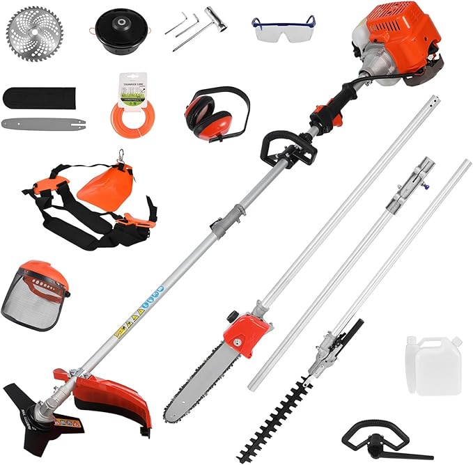 52CC 2-Cycle Gas Weed Wacker, 5 in 1 String Trimmer, 2025 Upgraded Weed Eater Gas Powered, 9500rpm High Power Gas Weed Eater, Brush Cutter Ship USA Fast Arrival