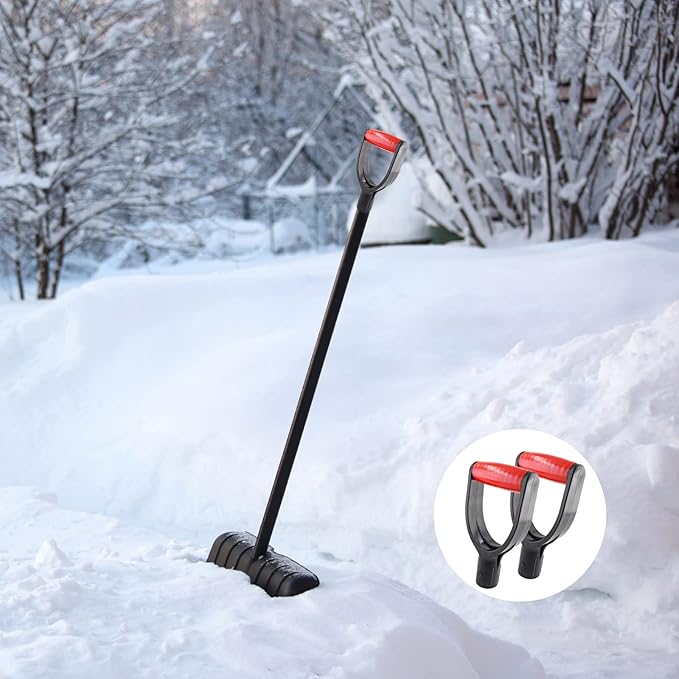 2 Pcs Plastic Shovel D Grip Handles, 32mm / 1.26" Inner Diameter Spade Handle, Shovel Handle for Digging Raking Tools, Red