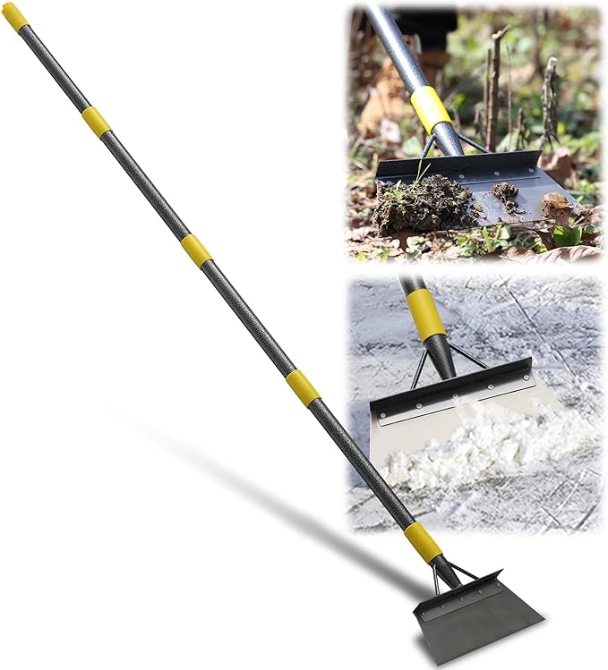 Garden Cleaning Shovel, 76" Adjustable Floor Scraper Long Handle Heavy Duty Tool, Multifunctional Flat Shovel Gardening Tools for Digging, Weeding,Scraping, Ice Remove...