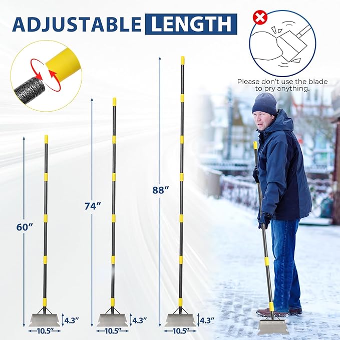 74" Garden Flat Scraper, Multifunctional Cleaning Shovel, Heavy Duty Manual Weeder Metal Floor Scraper Garden Tool for Lawn Digging, Weeding, Scraping, Ice Remove, Edging