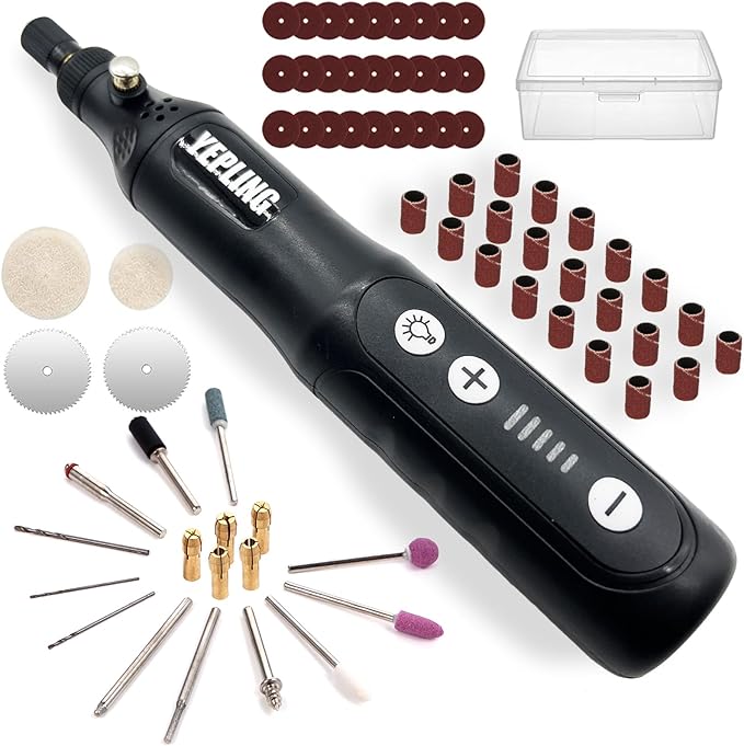 Cordless Rotary Tool, 3.7V Li-ion Electric DIY Mini Grinder Kit with Front LED Work Light, 5 Variable Speed, 72pcs Accessories USB Charging Multi-Tool Perfect for Nail Polishing