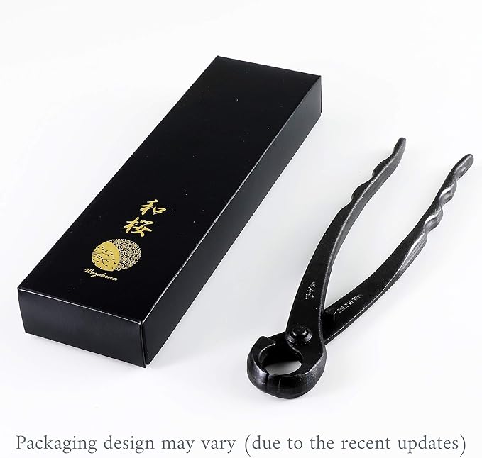 Wazakura Hand Forged Knob Bonsai Cutter Made in Japan 8-1/4 inch (210mm), Japanese Gardening Tools, Round Edge Concave Branch Cutter Black