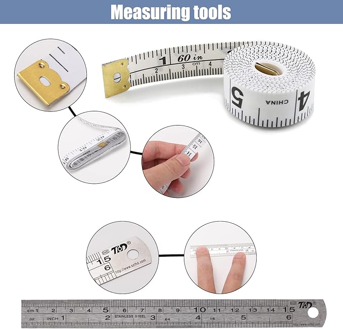 MILUSONG 9-in-1 Portable Tools Set Includes Scissors, Utility Knife, Craft Knife, Ruler, Tape Measure, Sewing Scissors, Tweezers DIY Tool Kit for The Household, Office