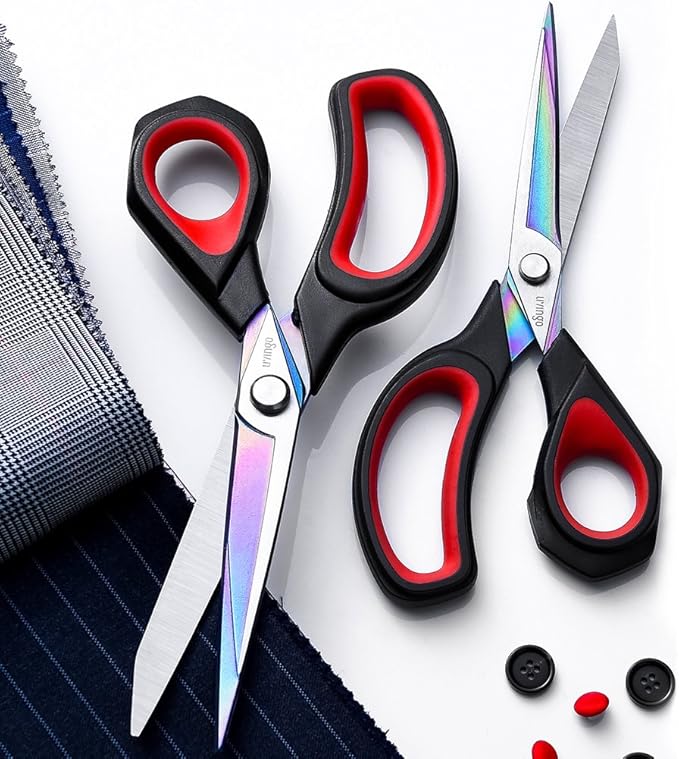 LIVINGO Premium Tailor Scissors Heavy Duty Multi-Purpose Titanium Coating Forged Stainless Steel Sewing Fabric Leather Dressmaking Comfort Grip Shears Professional Crafting (8.5 INCH)