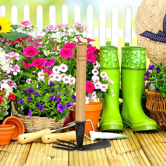 ARTIBETTER Hand Gardening Hoe and Rake Replacement - Carbon Steel Dual Head Tool for Weeding, Digging, and Soil Loosening - 8.07 X 4.25 X 2.95 Inches