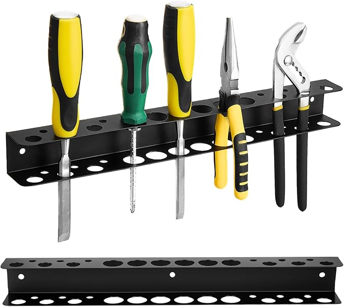 Screwdriver Plier Organizer Heavy Duty Wall Mount Tool Storage Rack Screwdriver Organizer Hand Tool Hammer Pliers Storage Rack For Garage Workshop Homes Workshops Sheds,15.75 Inch