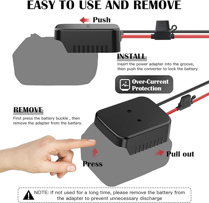 Battery Adapter for Power Wheel Adapter Compatible with Makita 18V Battery, Power Conversion Kit for DIY RC Toy Cars, Power Tool, Battery Connector with Switch & Fuse, 12AWG Wire, Wire Terminal