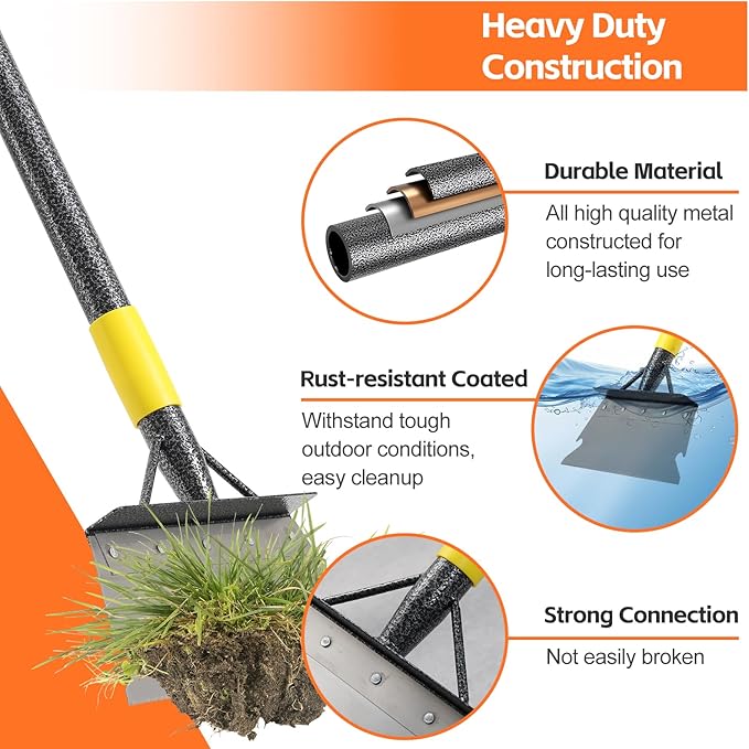 Garden Shovel, Weed Scraper Tool, Multifunctional Garden Cleaning Shovels, 60" Floor Scraper Long Handle, Heavy Duty Metal Flat Spade Shovel for Lawn Edging,Sidewalk Weeding,Ice Chopper,Snow Shovel